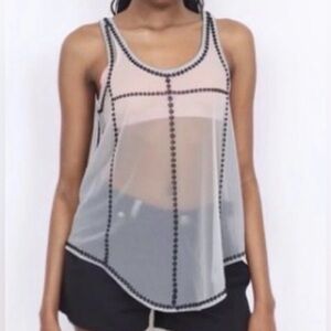 Isabel Marant Gray and White Sleeveless Tank Top